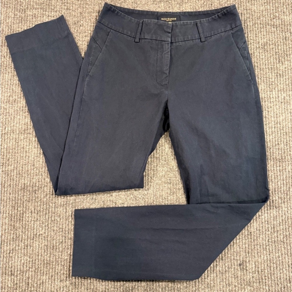 Piazza Sempione Italy Straight Leg Pants Size IT 40 4 Mid Rise Dark Blue Trouser